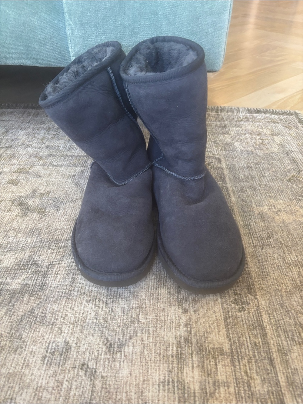 UGG Women's Mid-Calf Suede Shearling Boots - Navy Blue
